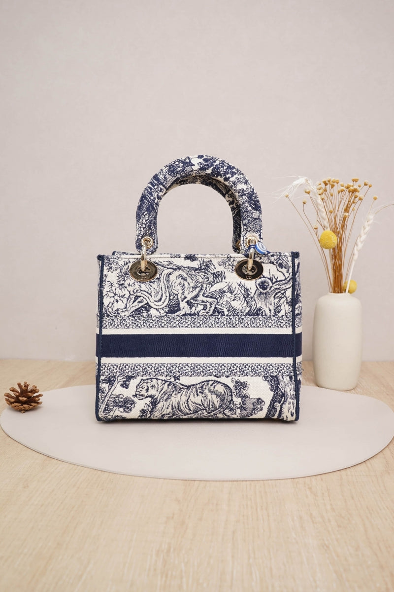 Dior Medium Lady D-Lite Bag Blue Toile de Jouy Reverse Embroidery