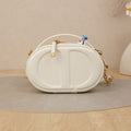 Christian Dior Calfskin CD Signature Oval Crossbody Camera Bag in Latte