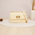 Miss Caro Mini Bag Latte Macrocannage Pearlescent Lambskin
