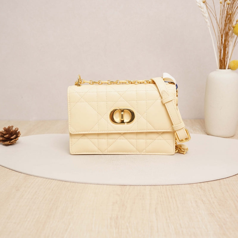 Miss Caro Mini Bag Latte Macrocannage Pearlescent Lambskin