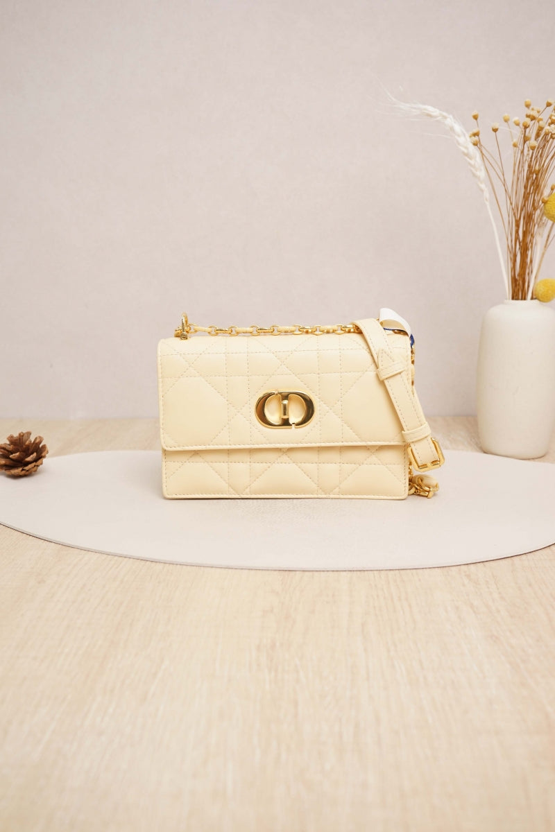Miss Caro Mini Bag Latte Macrocannage Pearlescent Lambskin
