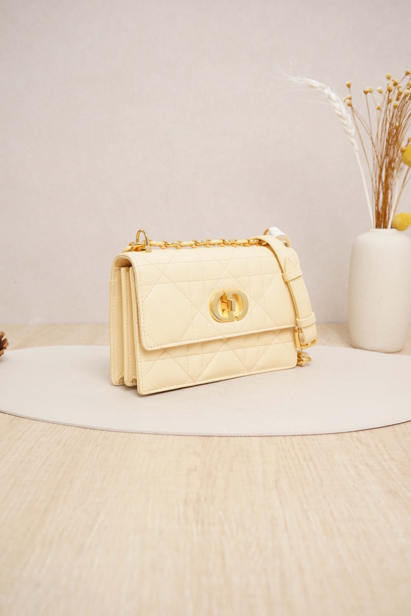 Miss Caro Mini Bag Latte Macrocannage Pearlescent Lambskin