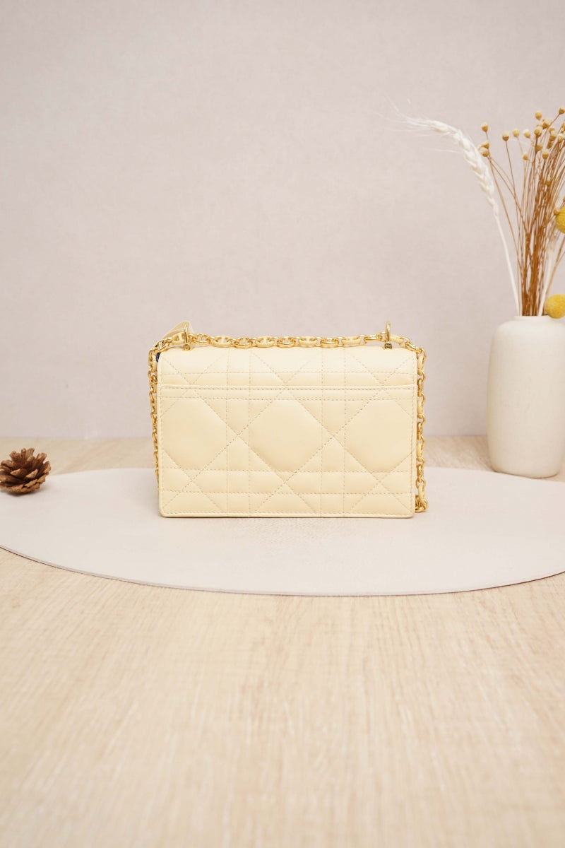 Miss Caro Mini Bag Latte Macrocannage Pearlescent Lambskin