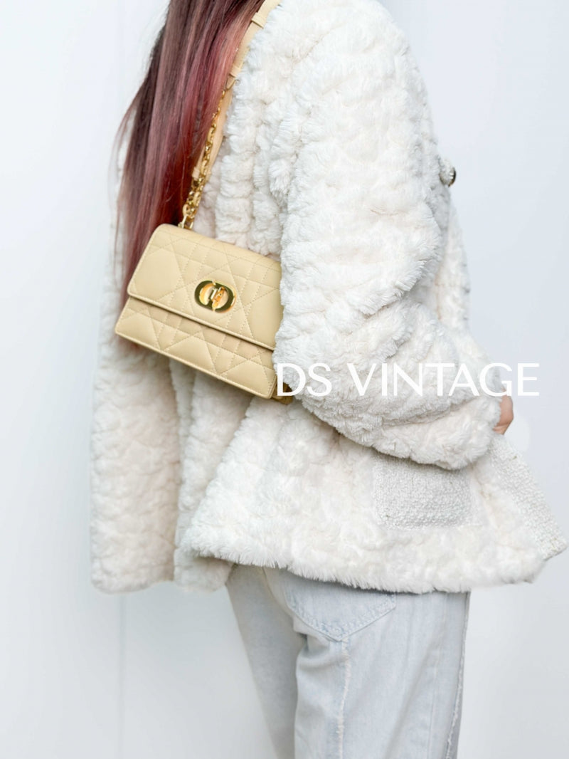 Miss Caro Mini Bag Latte Macrocannage Pearlescent Lambskin
