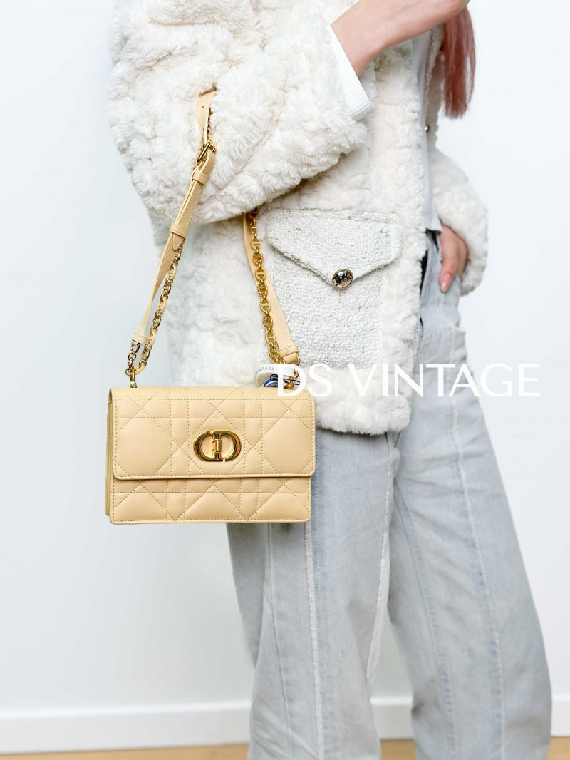 Miss Caro Mini Bag Latte Macrocannage Pearlescent Lambskin