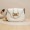 Medium D-Fence Leather Saddle Bag White