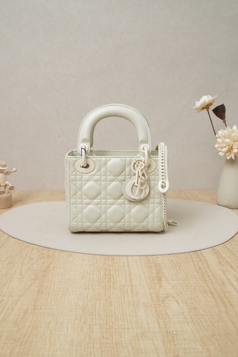 Micro Lady Dior Bag Latte Cannage Lambskin