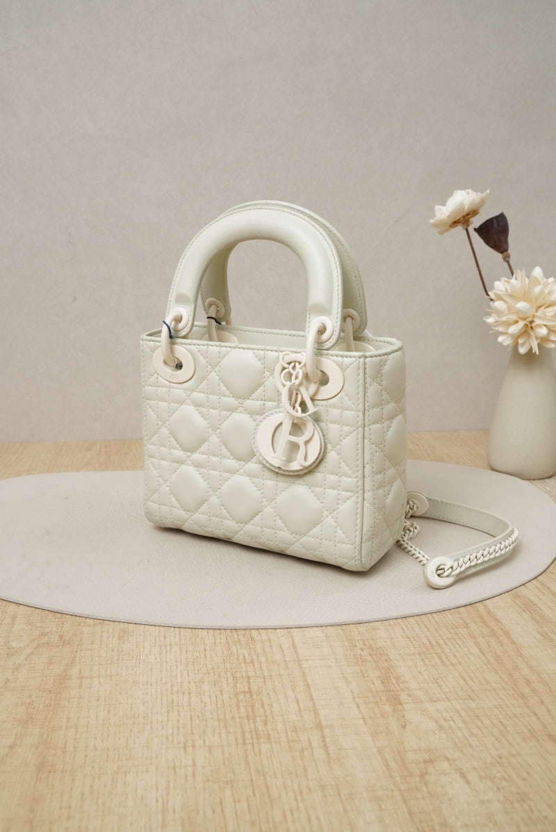 Micro Lady Dior Bag Latte Cannage Lambskin