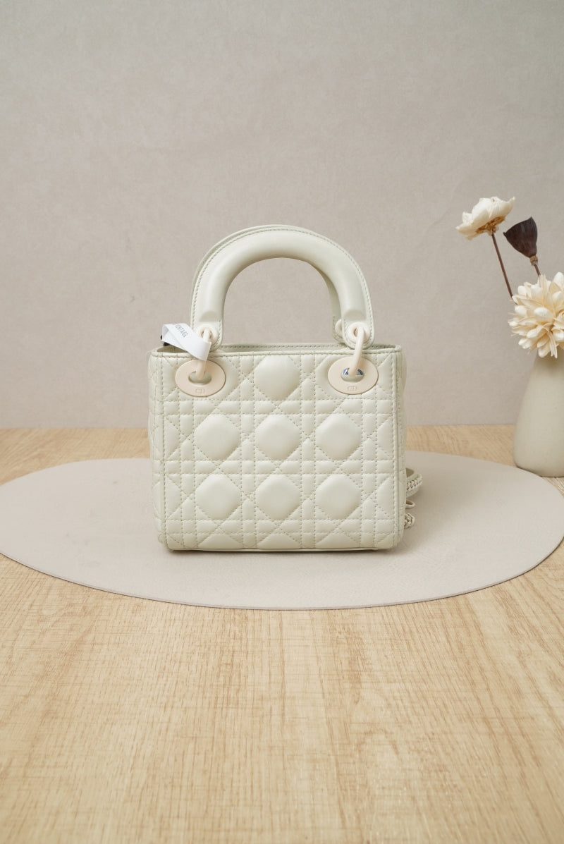 Micro Lady Dior Bag Latte Cannage Lambskin