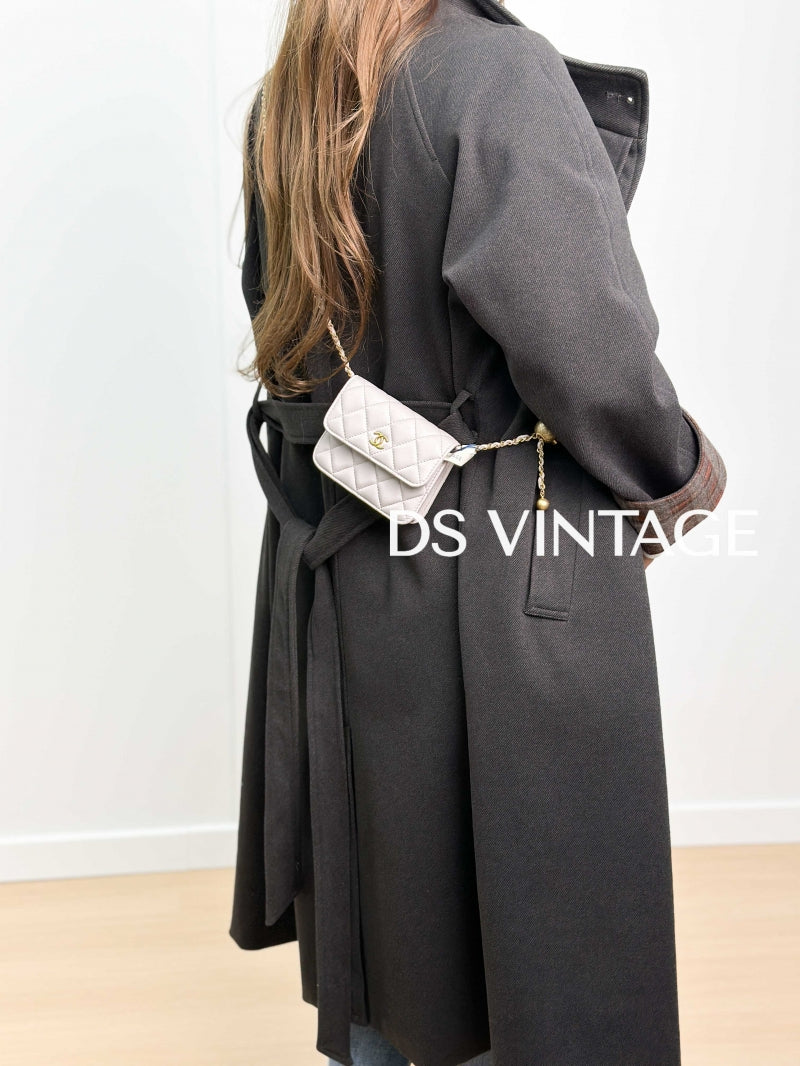 Chanel Classic Flap Mini Flap Bag with Pearl and Gold-Tone Metal Ball in Light Pink Lambskin