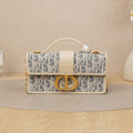 Dior 30 Montaigne East-West Bag with Chain Blue Dior Oblique Jacquard