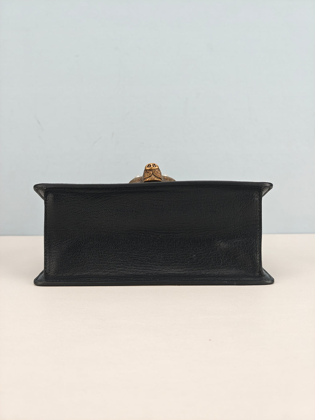 Gucci GG Supreme Monogram Goatskin Pearl Mini Fox Broche Bamboo Top Handle Bag