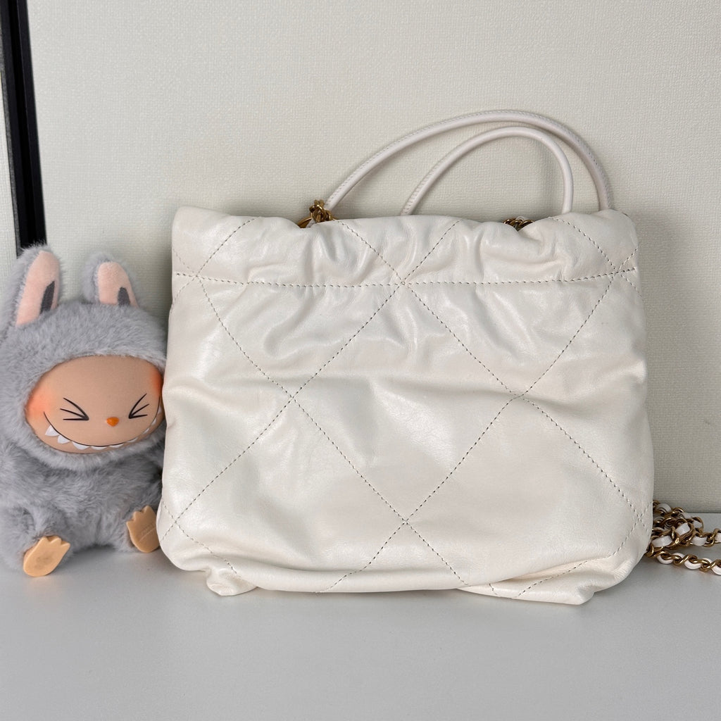 22 Mini Handbag in Shiny Grained Calfskin & Gold-Tone Metal