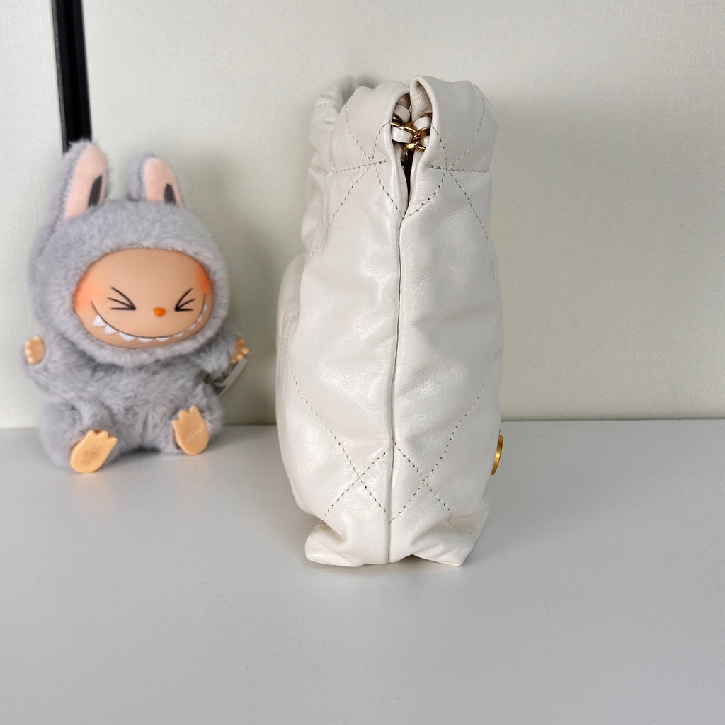 22 Mini Handbag in Shiny Grained Calfskin & Gold-Tone Metal