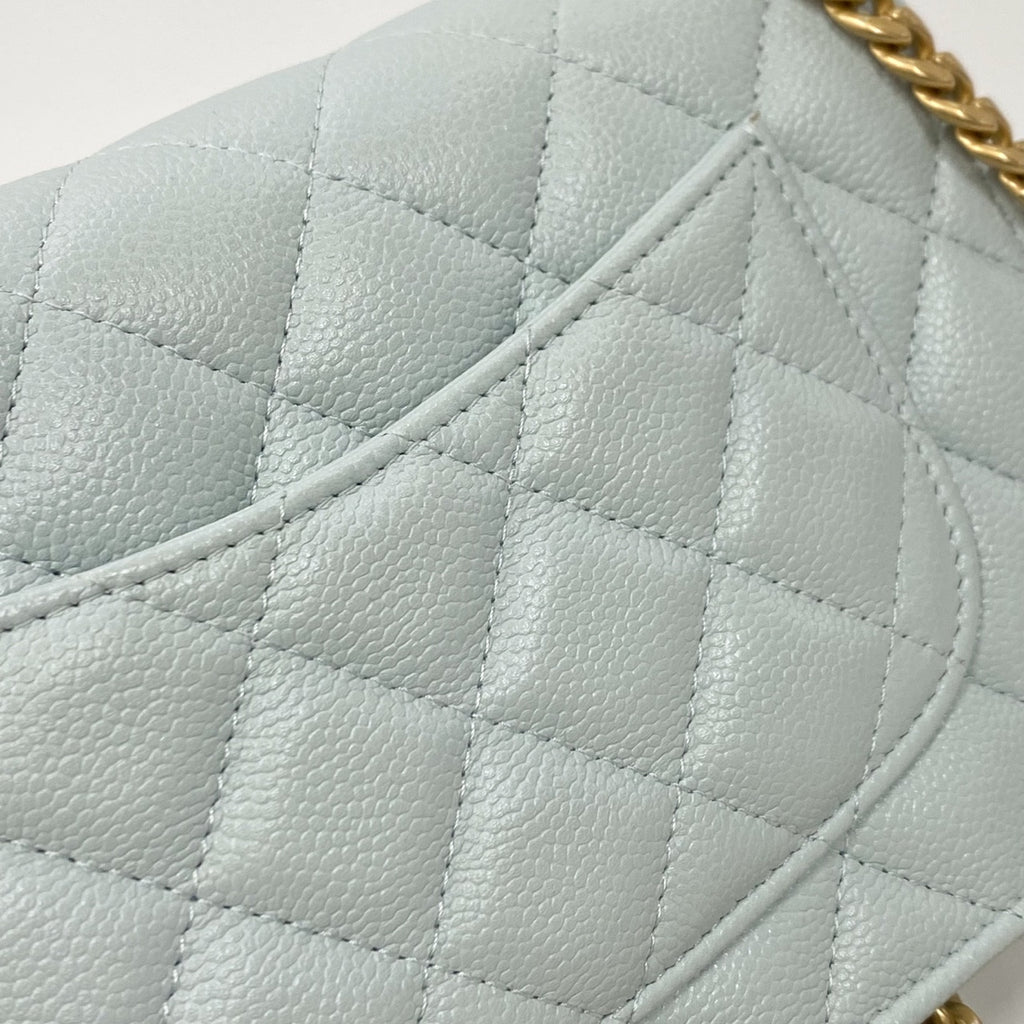 Chanel woc camellia Wallet On Chain in Grained Calfskin & Gold-Tone Metal