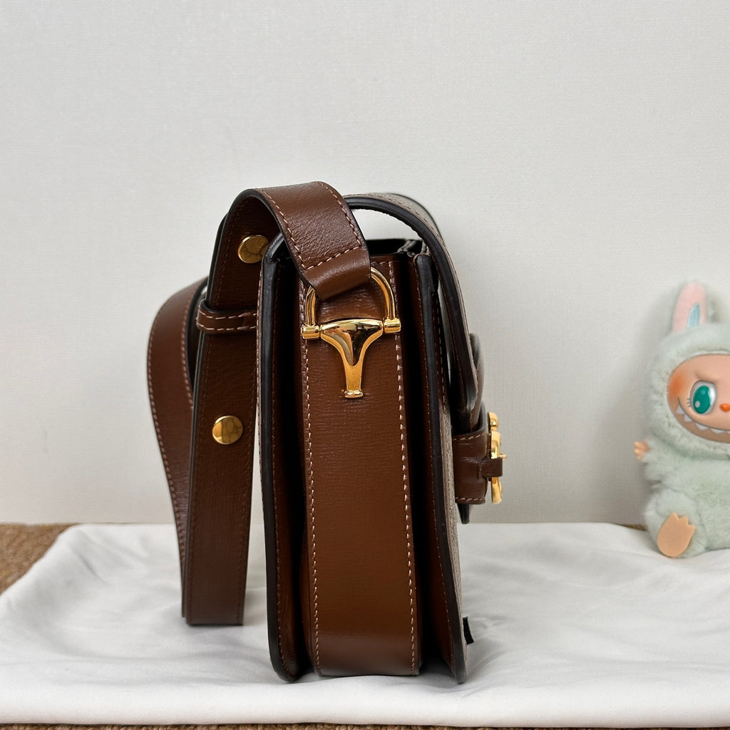 Gucci Horsebit 1955 medium bag in beige and ebony GG Supreme canvas 602204 92TCG 8563