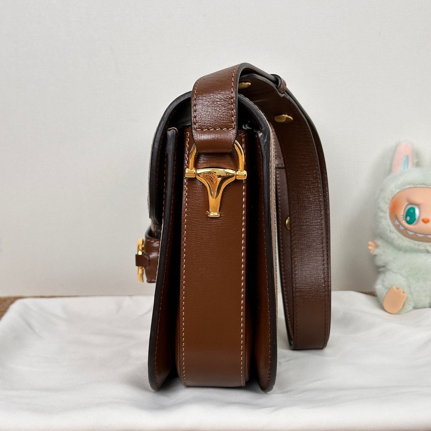 Gucci Horsebit 1955 medium bag in beige and ebony GG Supreme canvas 602204 92TCG 8563