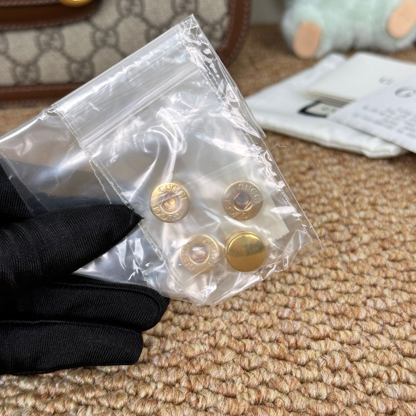 Gucci Horsebit 1955 medium bag in beige and ebony GG Supreme canvas 602204 92TCG 8563