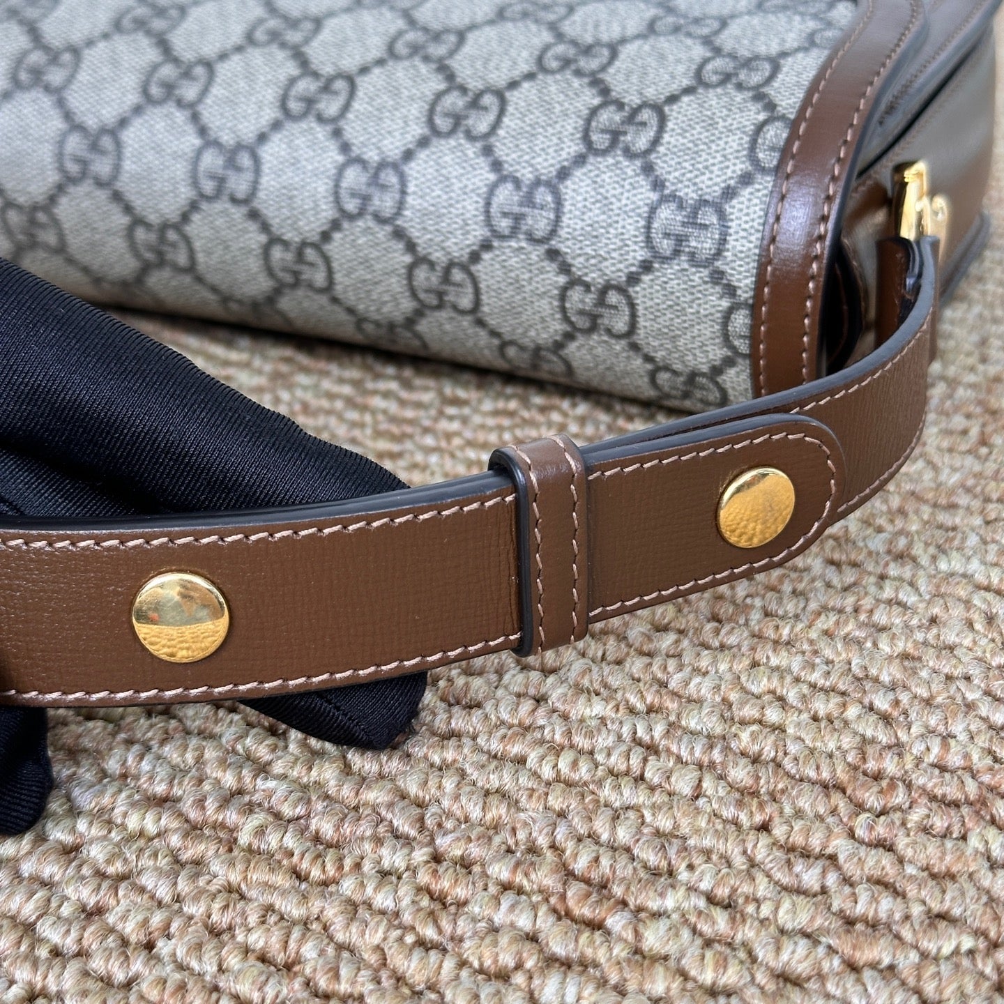 Gucci Horsebit 1955 medium bag in beige and ebony GG Supreme canvas 602204 92TCG 8563