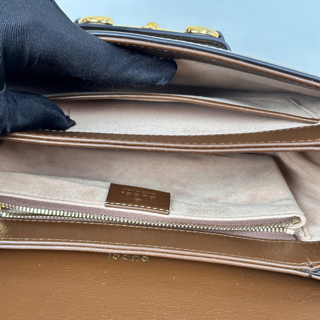 Gucci Horsebit 1955 medium bag in beige and ebony GG Supreme canvas 602204 92TCG 8563