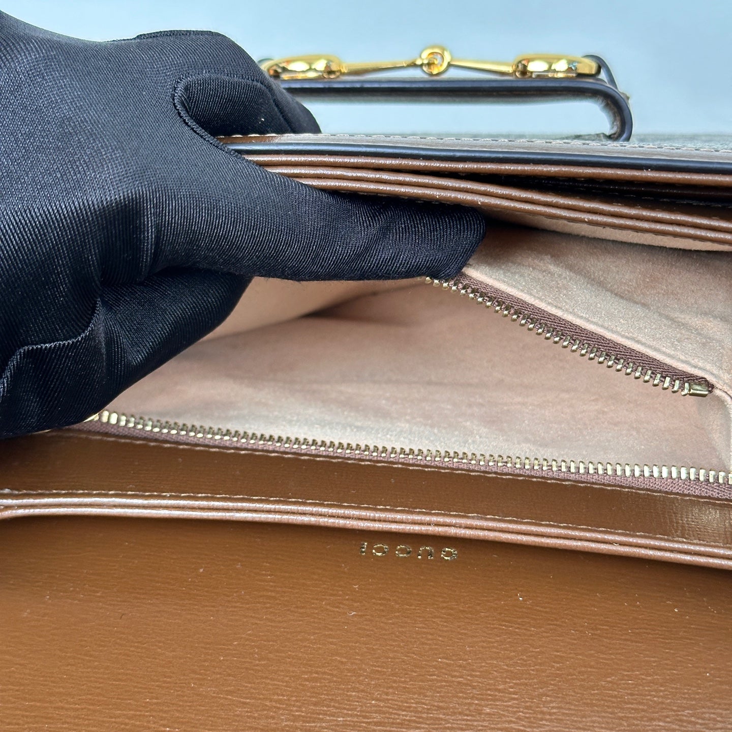 Gucci Horsebit 1955 medium bag in beige and ebony GG Supreme canvas 602204 92TCG 8563