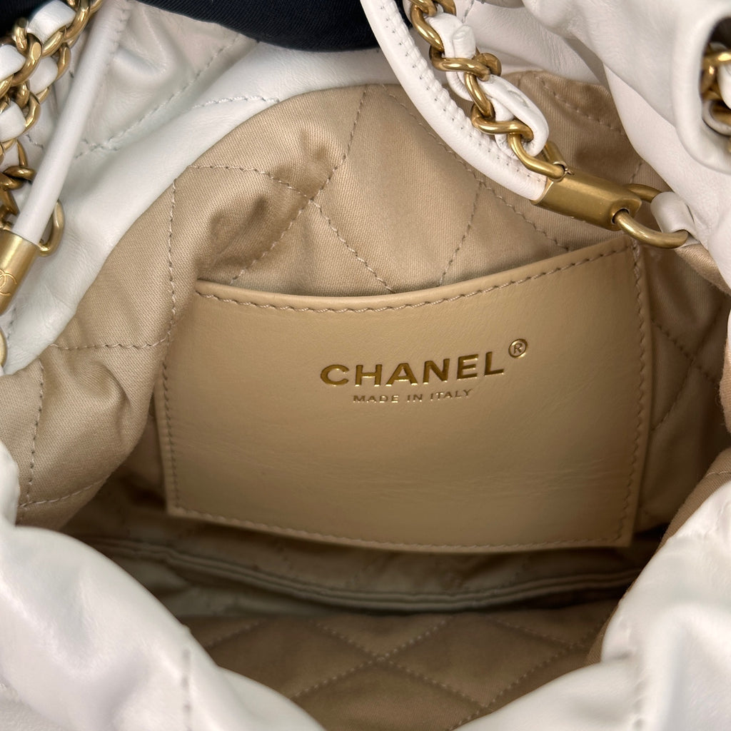 22 Mini Handbag in Shiny Grained Calfskin & Gold-Tone Metal