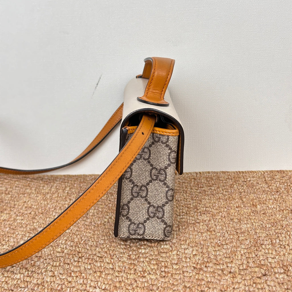 Gucci Padlock mini shoulder bag in beige and ebony GG Supreme canvas 652683 96GAG 9763