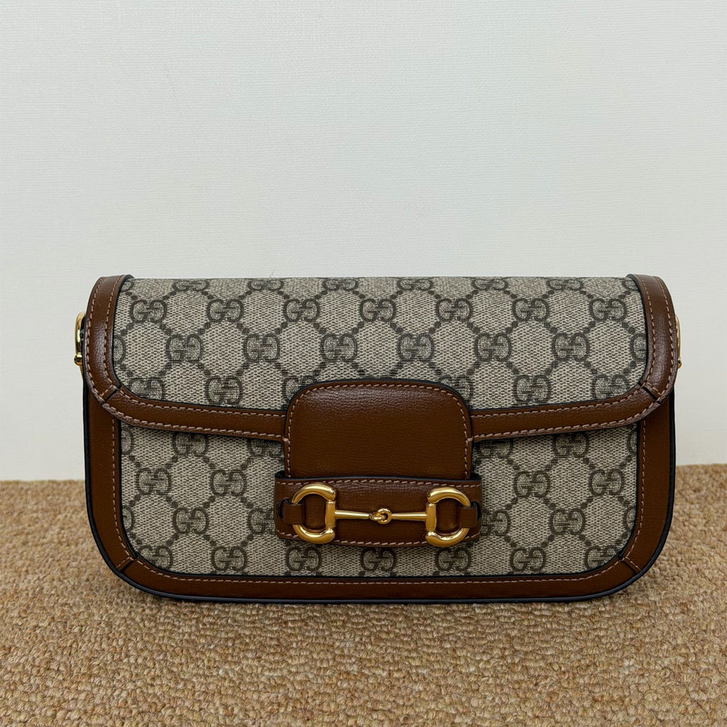 Gucci Horsebit 1955 mini bag in beige and ebony GG Supreme canvas 735178 92TCG 8563