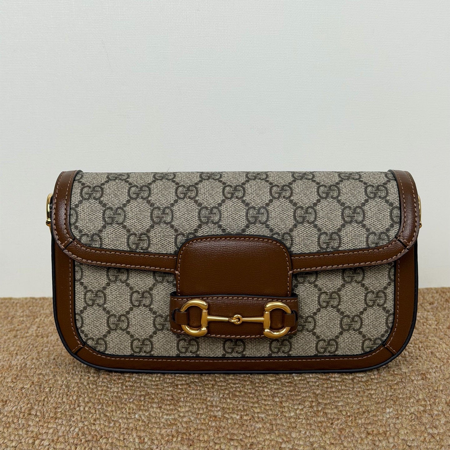 Gucci Horsebit 1955 mini bag in beige and ebony GG Supreme canvas 735178 92TCG 8563