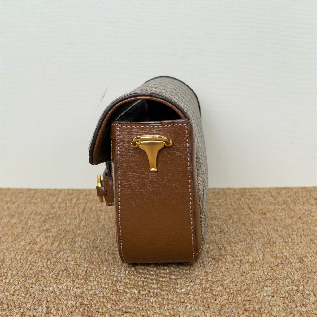 Gucci Horsebit 1955 mini bag in beige and ebony GG Supreme canvas 735178 92TCG 8563