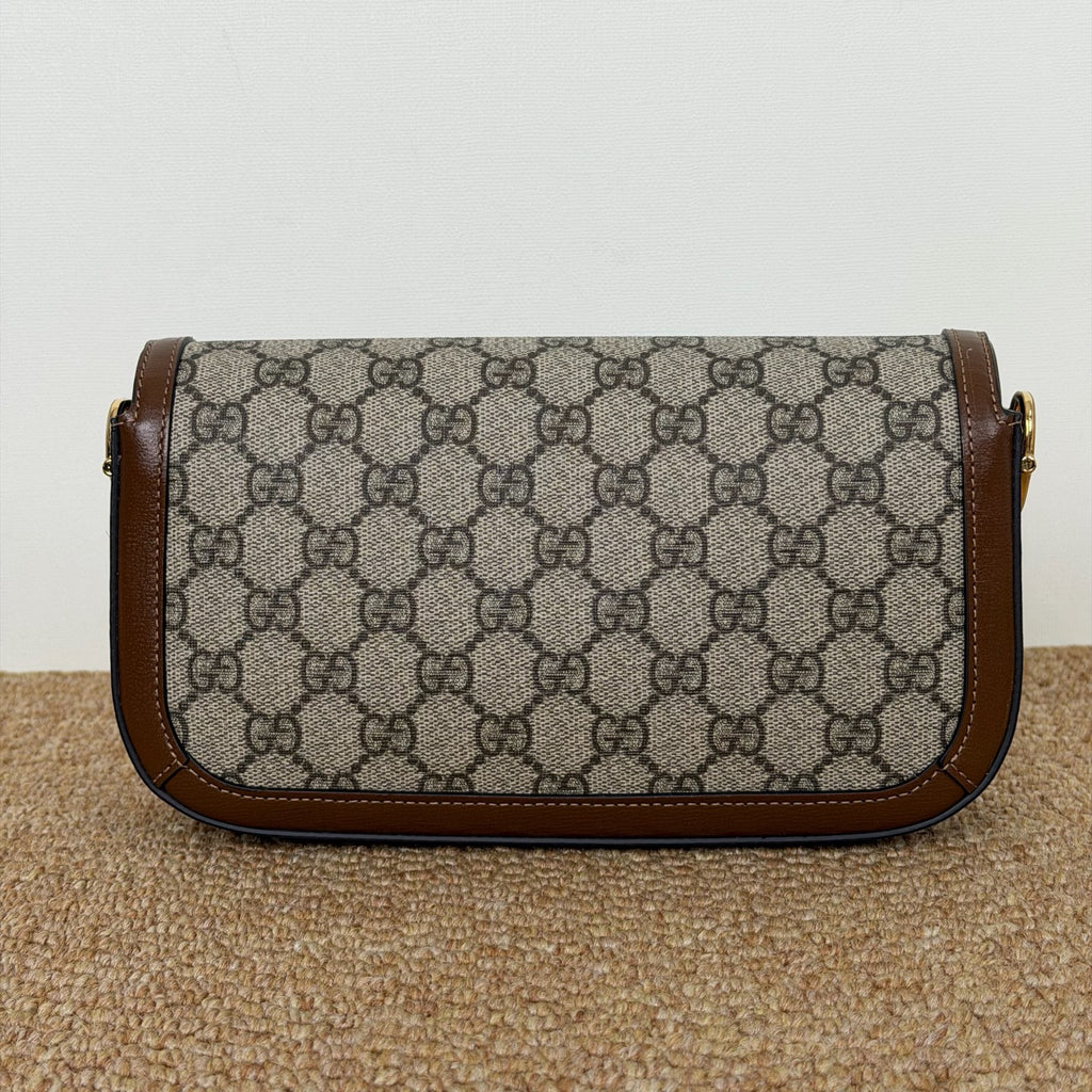 Gucci Horsebit 1955 mini bag in beige and ebony GG Supreme canvas 735178 92TCG 8563