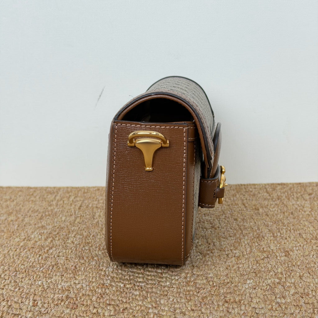 Gucci Horsebit 1955 mini bag in beige and ebony GG Supreme canvas 735178 92TCG 8563