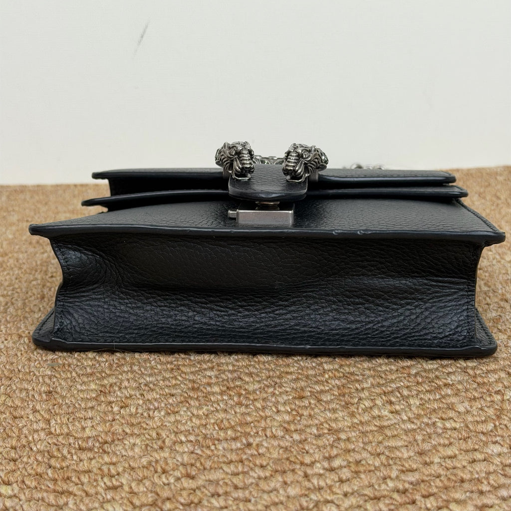 Gucci Dionysus mini bag in black leather with crystal-embellished tiger head closure 421970 CAOGN 8176