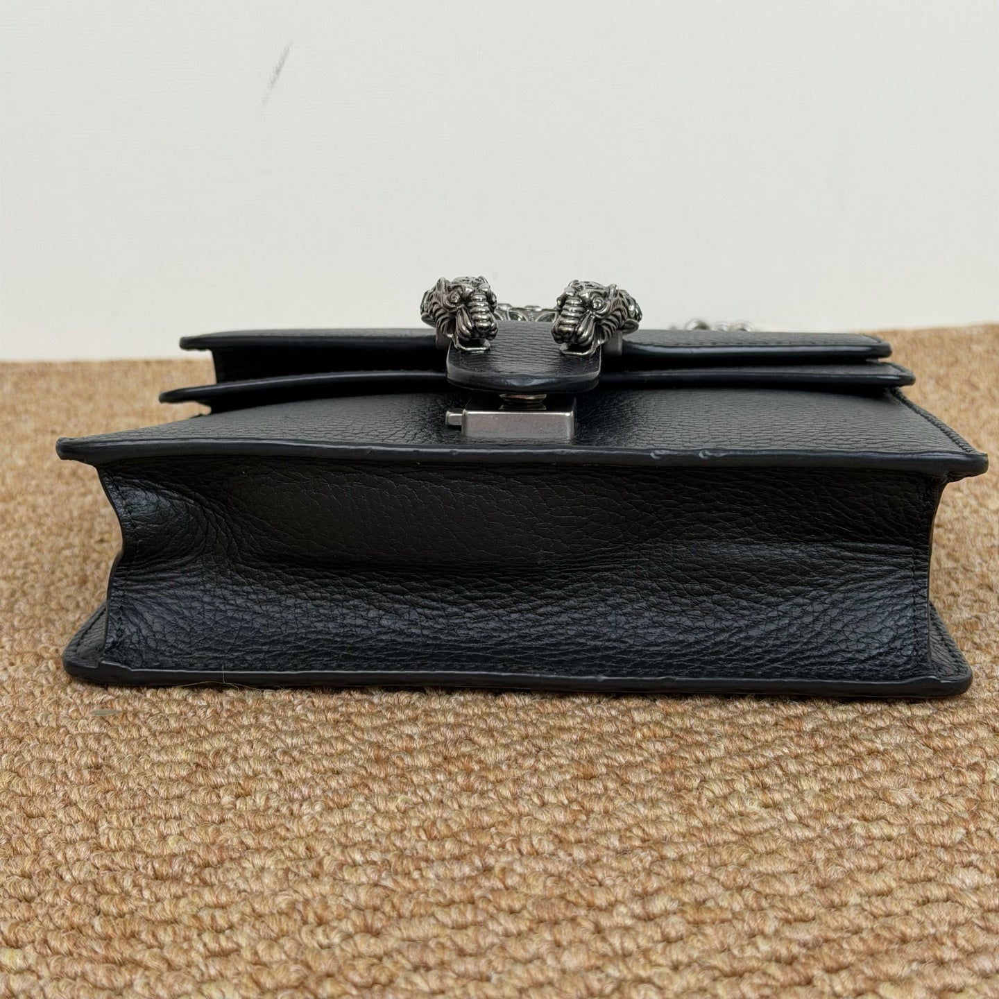 Gucci Dionysus mini bag in black leather with crystal-embellished tiger head closure 421970 CAOGN 8176