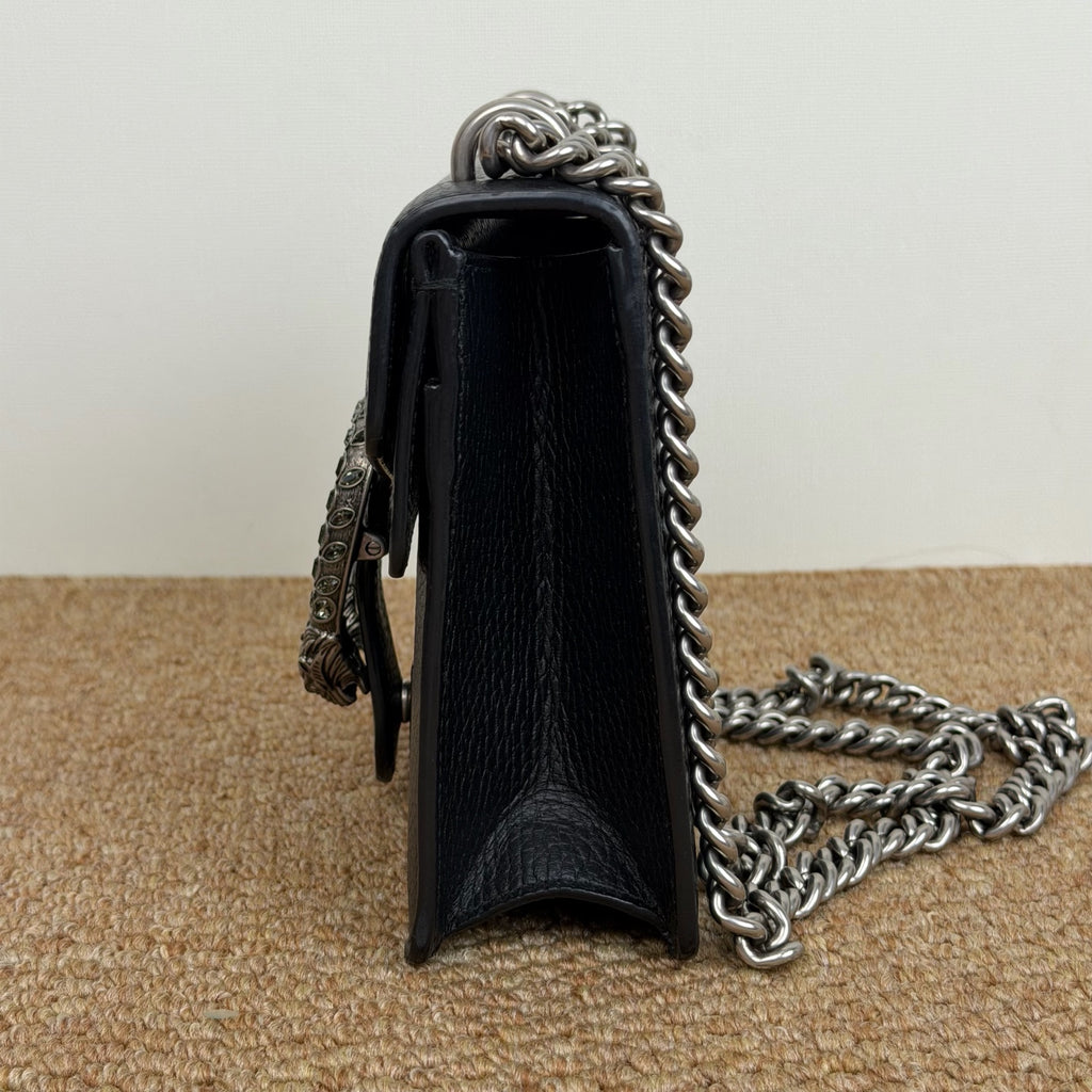 Gucci Dionysus mini bag in black leather with crystal-embellished tiger head closure 421970 CAOGN 8176