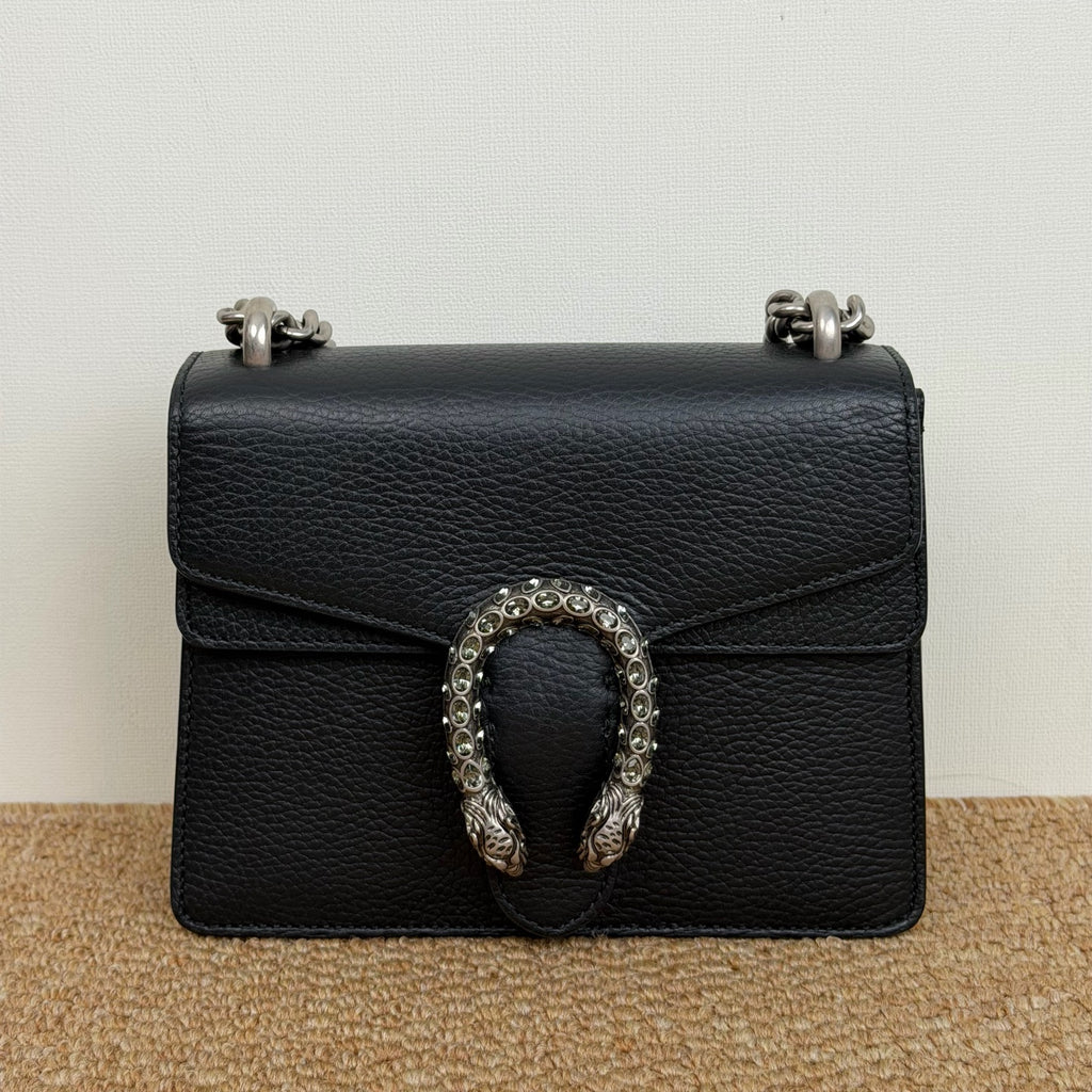 Gucci Dionysus mini bag in black leather with crystal-embellished tiger head closure 421970 CAOGN 8176