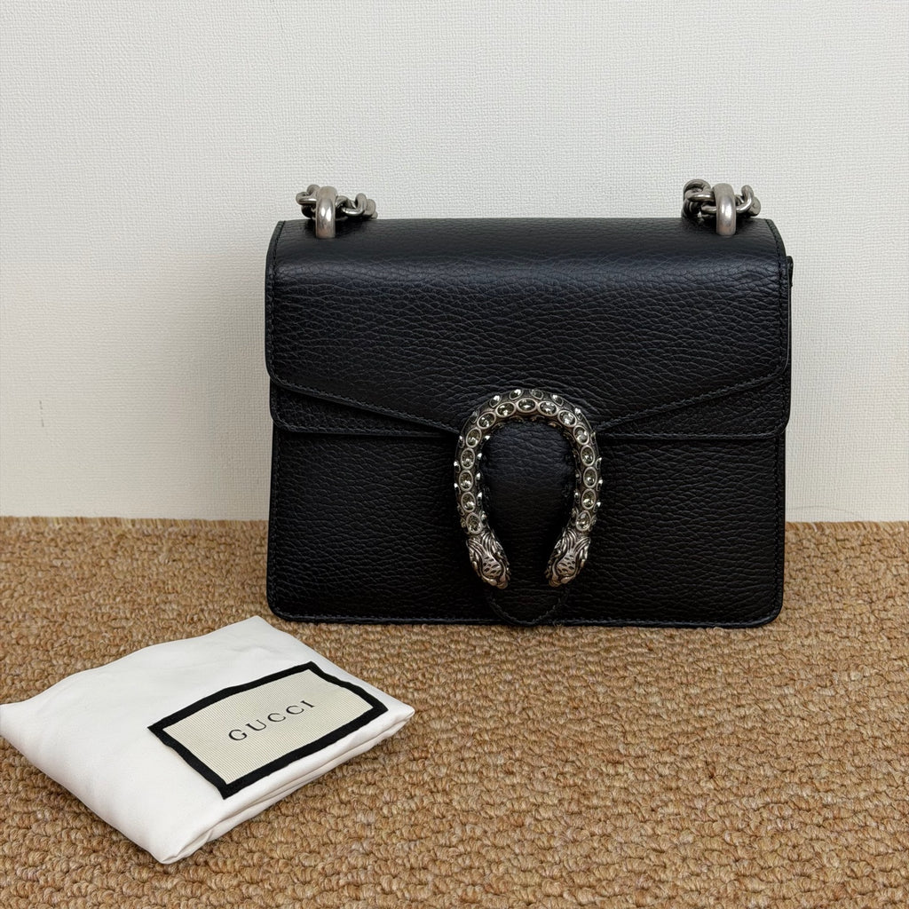 Gucci Dionysus mini bag in black leather with crystal-embellished tiger head closure 421970 CAOGN 8176