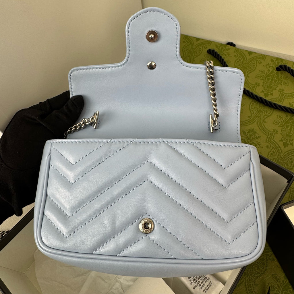 Gucci GG Marmont ultra mini bag in quilted chevron leather 476433-DTDCP-4928