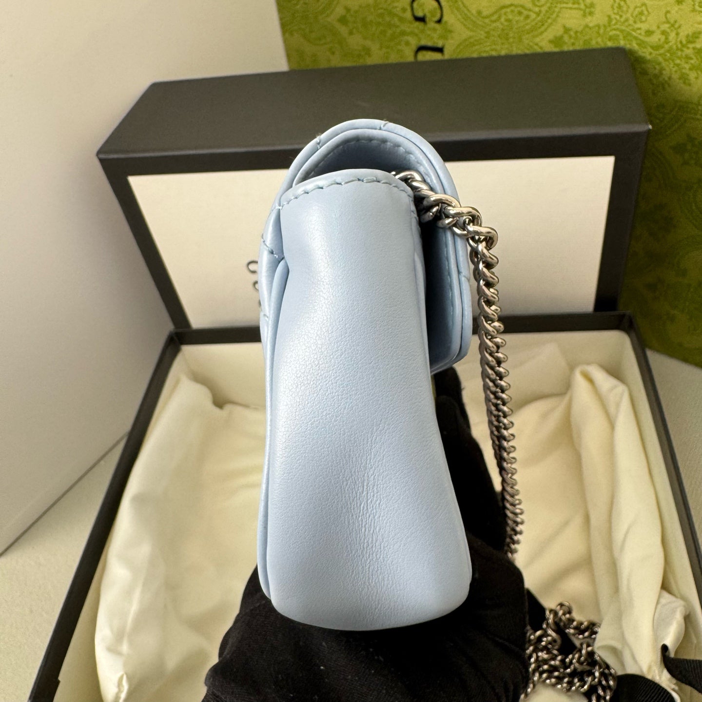 Gucci GG Marmont ultra mini bag in quilted chevron leather 476433-DTDCP-4928