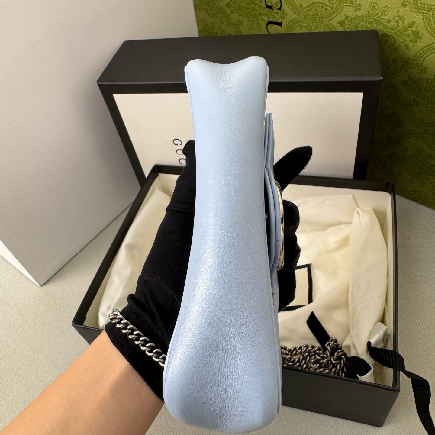 Gucci GG Marmont ultra mini bag in quilted chevron leather 476433-DTDCP-4928