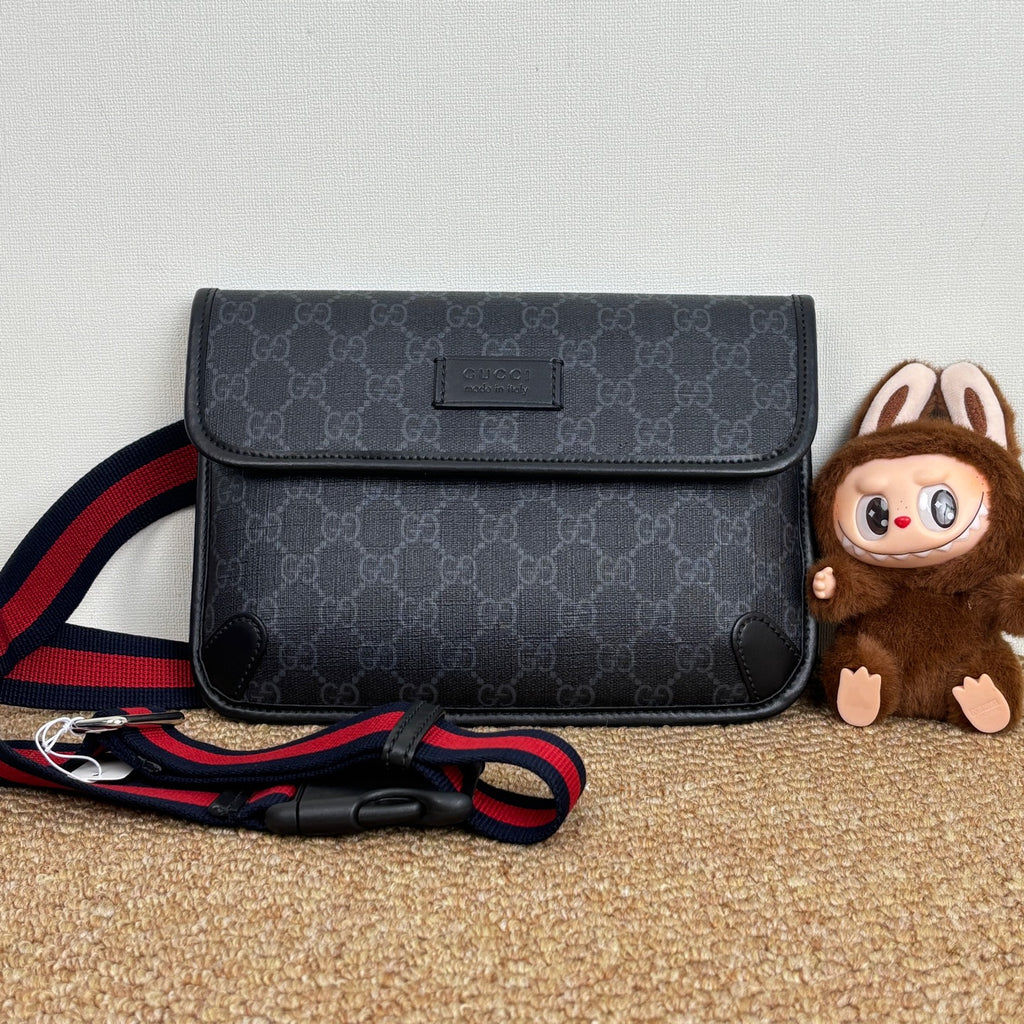 Gucci Ophidia belt bag in black and grey GG Supreme canvas 598113K5RLN1095