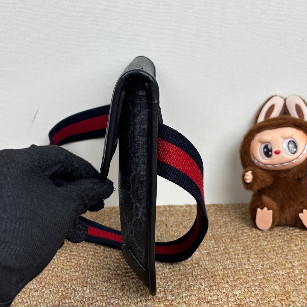 Gucci Ophidia belt bag in black and grey GG Supreme canvas 598113K5RLN1095