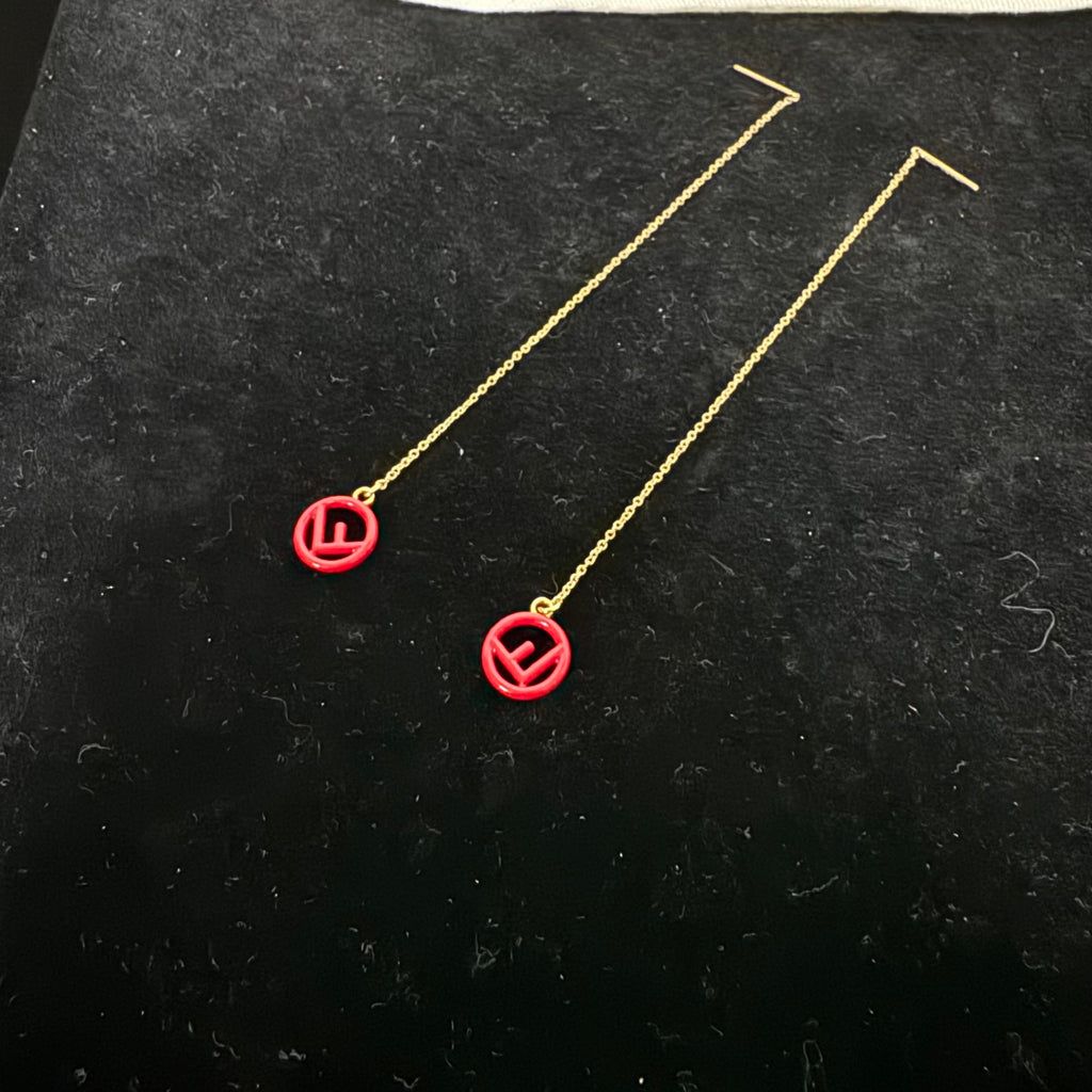 Fendi F Is Fendi Logo Chain Threader Earrings