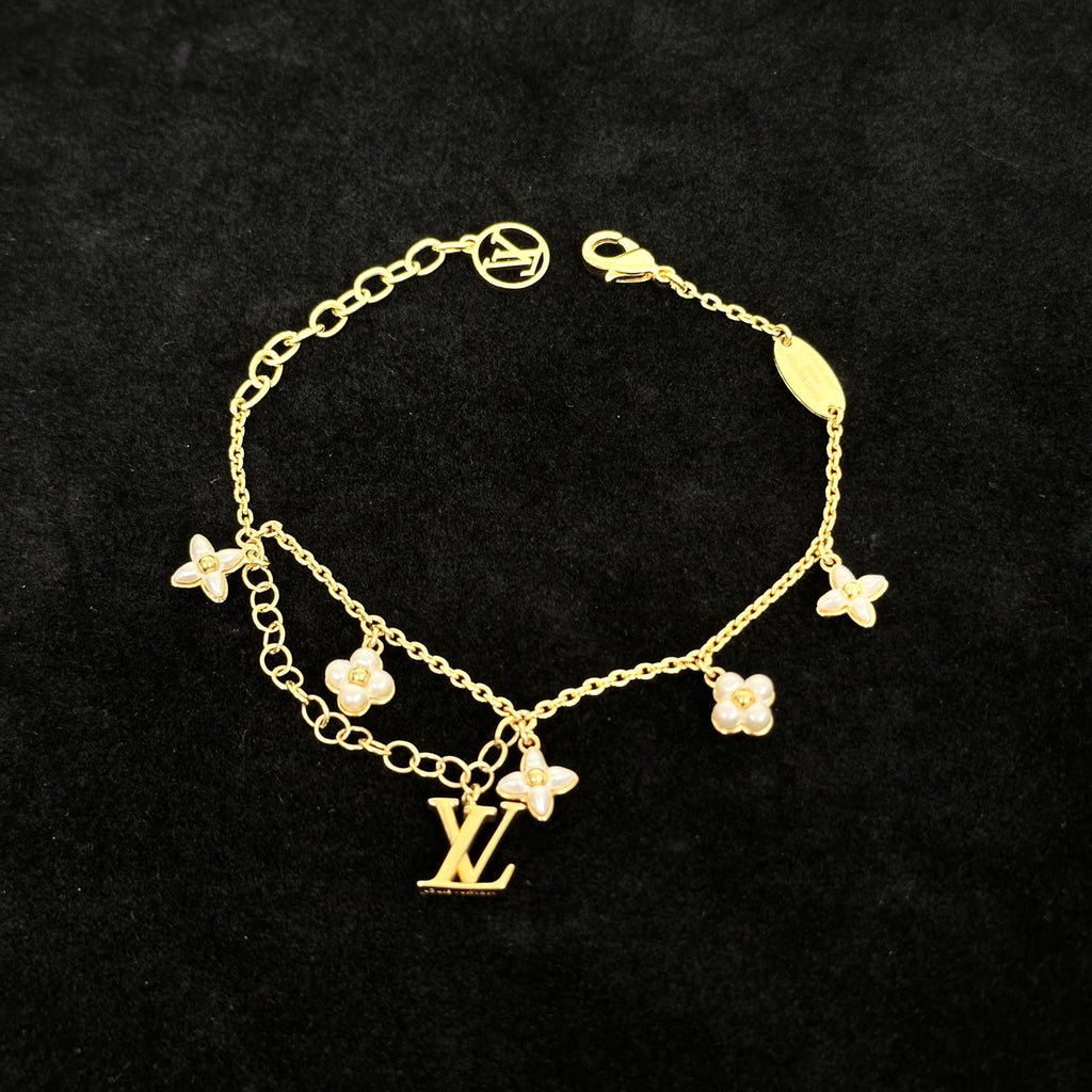 Louis Vuitton Floragram Bracelet, Gold-Tone Metal M0940A