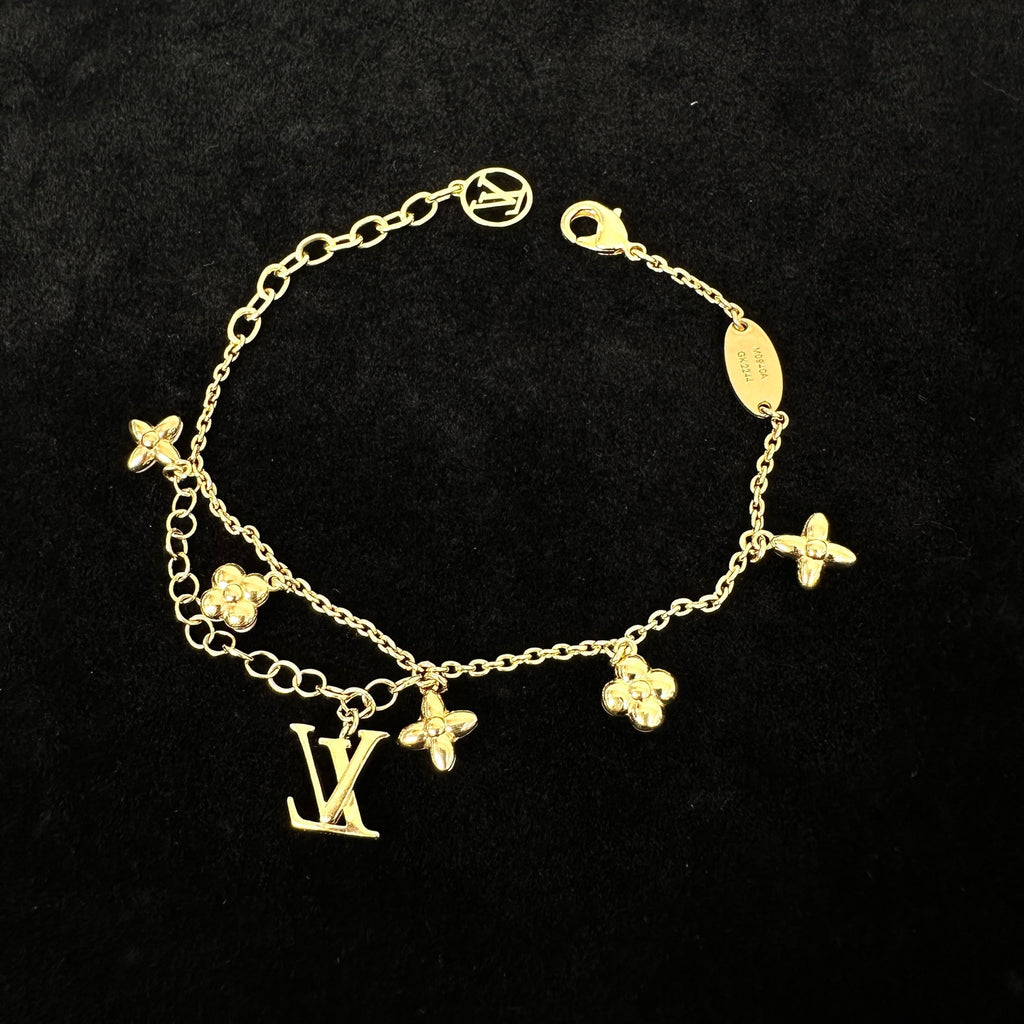 Louis Vuitton Floragram Bracelet, Gold-Tone Metal M0940A