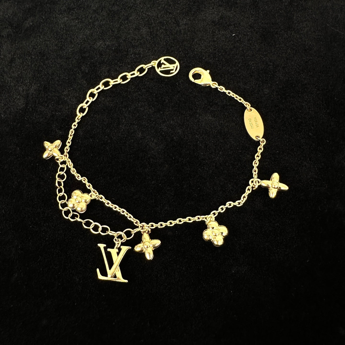 Louis Vuitton Floragram Bracelet, Gold-Tone Metal M0940A