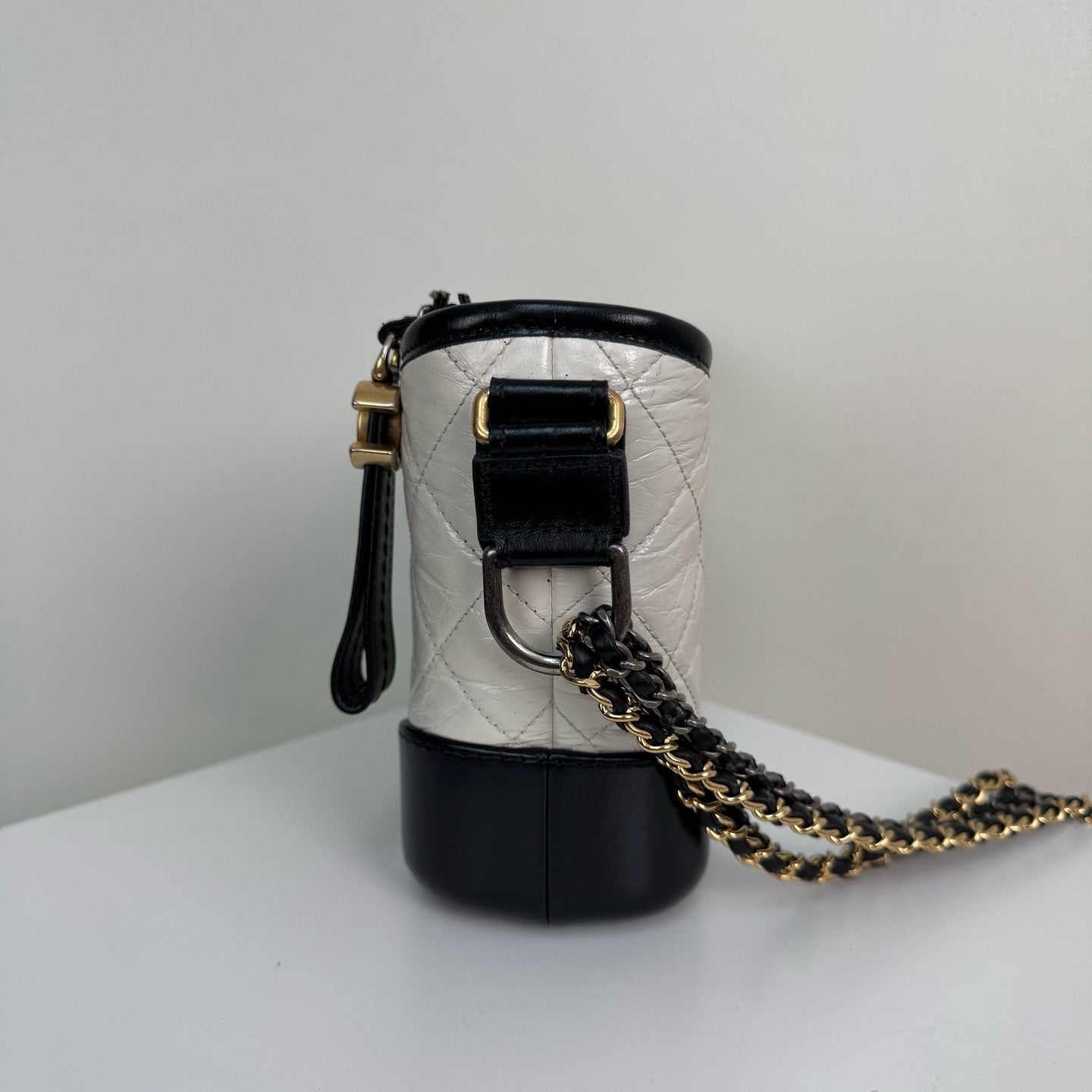 Chanel Small Gabrielle Hobo Bag Aged Calfskin & Smooth Calfskin White & Black A91810Y61477C0200